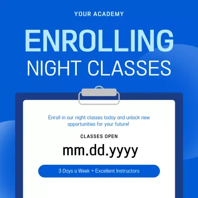 A simple blue and white school vacation announcement