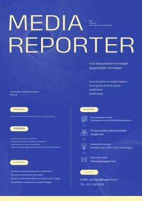 Een eenvoudig blauw-geel wervingspraatje voor studentenjournalistiek