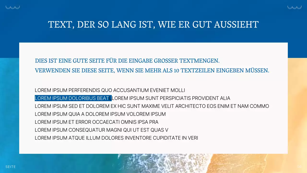 Einfache sommerliche Hintergrundpräsentation in Blau und Elfenbein