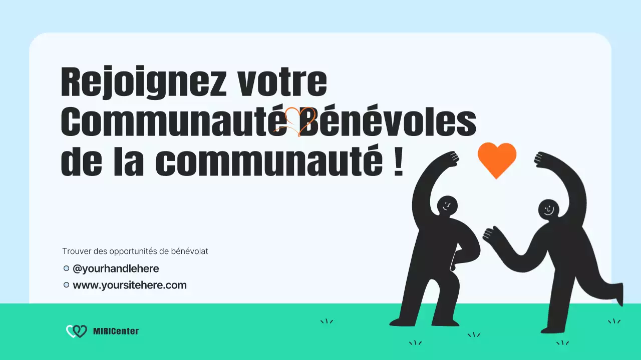 Un prospectus de service communautaire moderne en bleu clair et orange