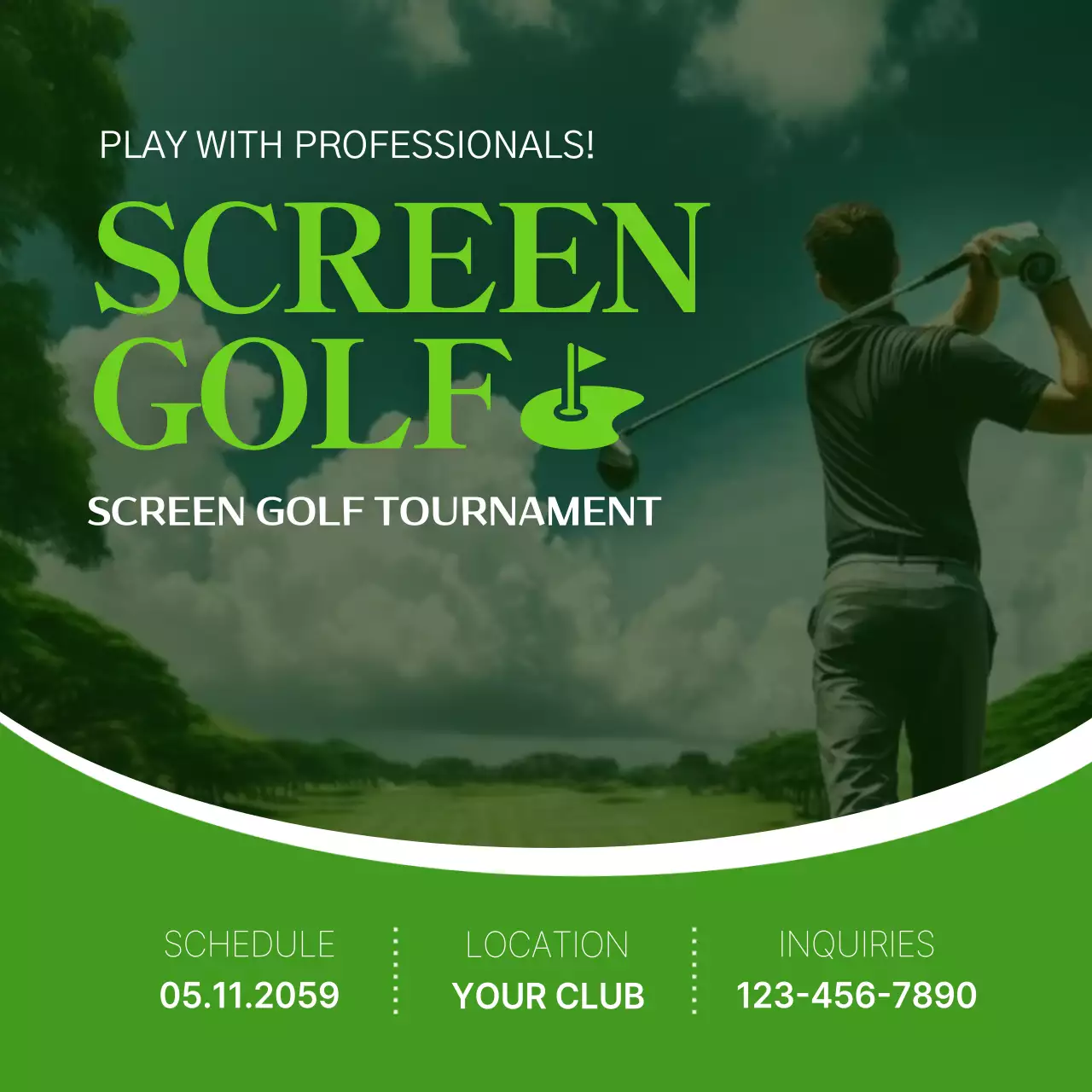 Green Modern Golf Promotion Social Media Post