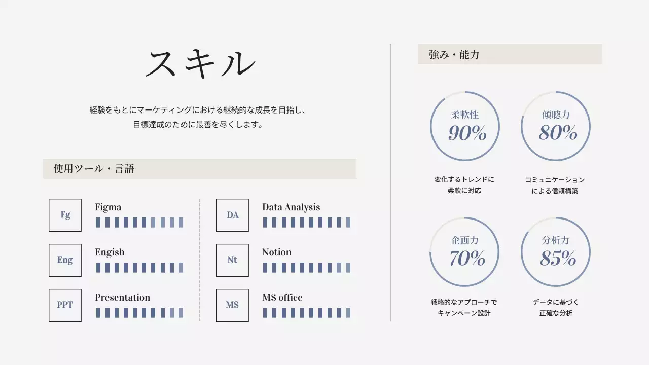 青 シンプル ポートフォリオ ポートフォリオ プレゼンテーション