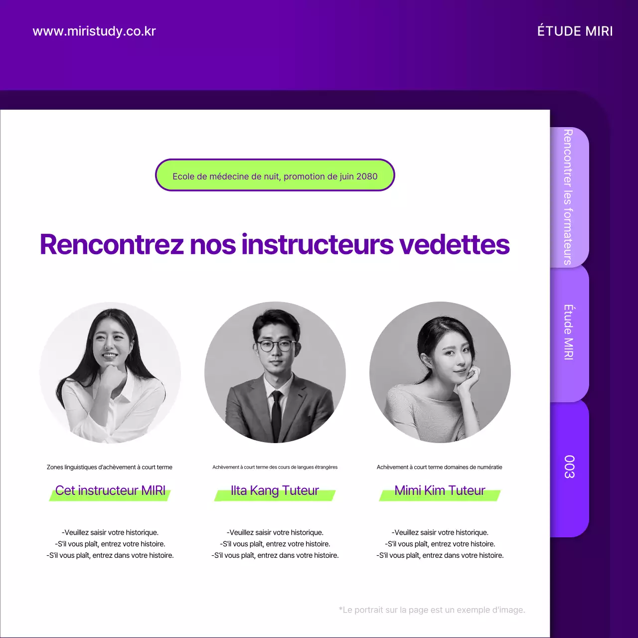 Un simple prospectus scolaire en chartreuse et en violet
