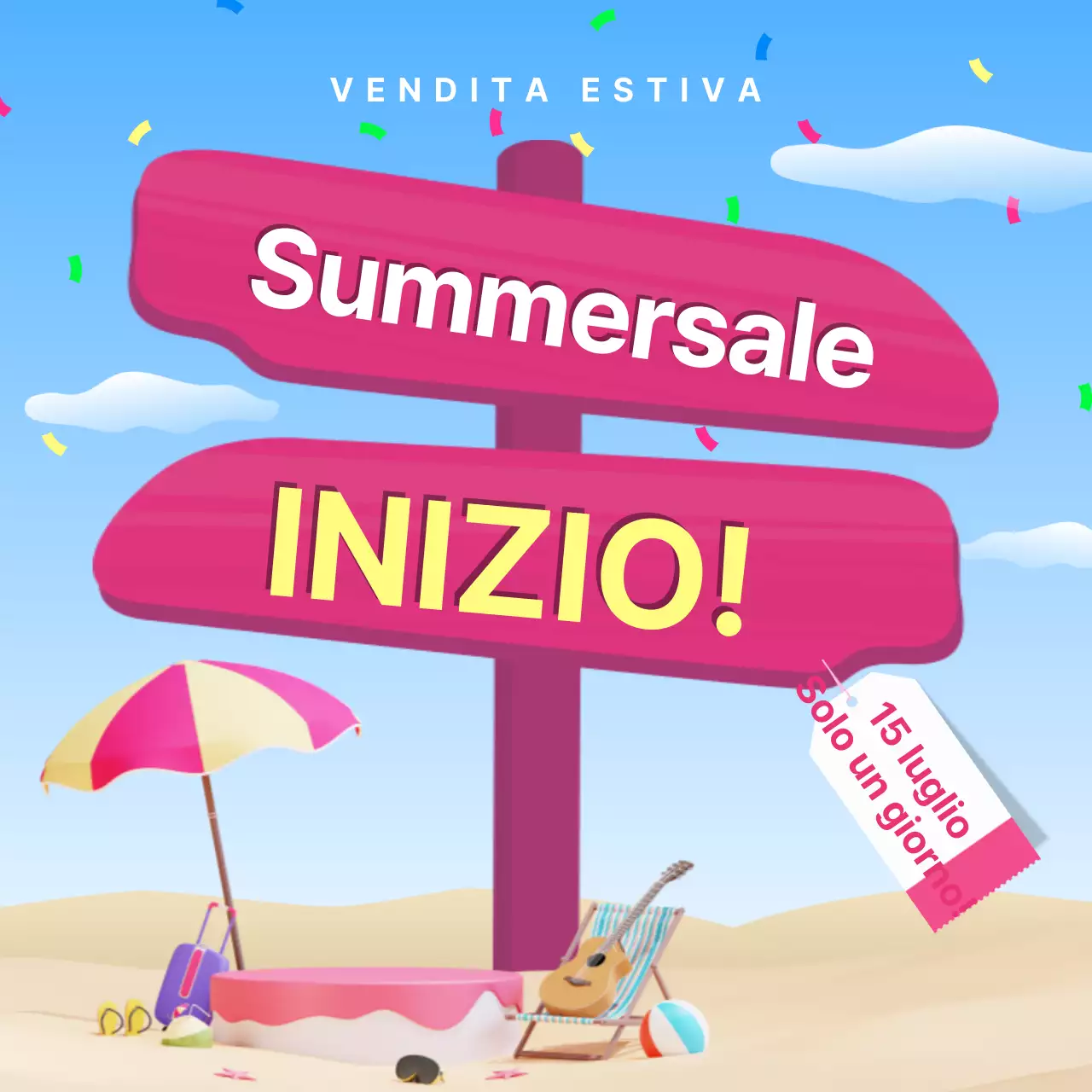 Una collezione di miniature di eventi estivi con accenti blu e rosa