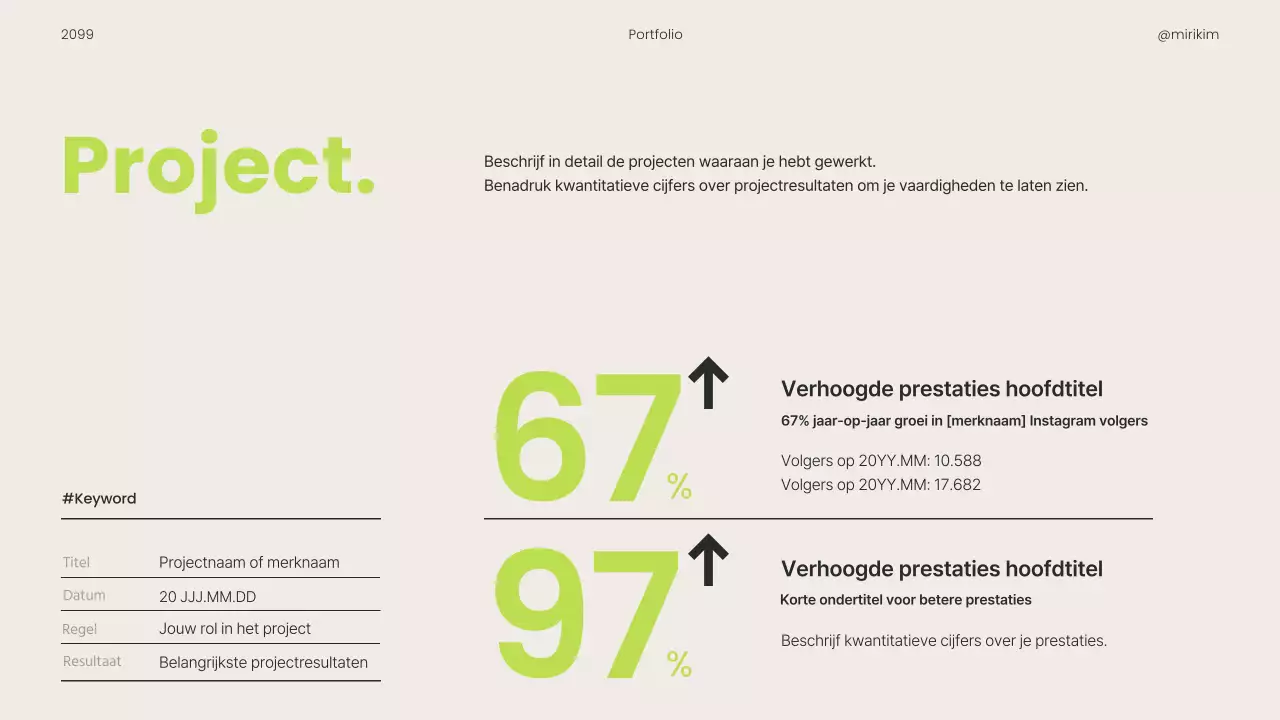 Een eenvoudige carrièregerichte printbare portfolio in limoengroen en zwart