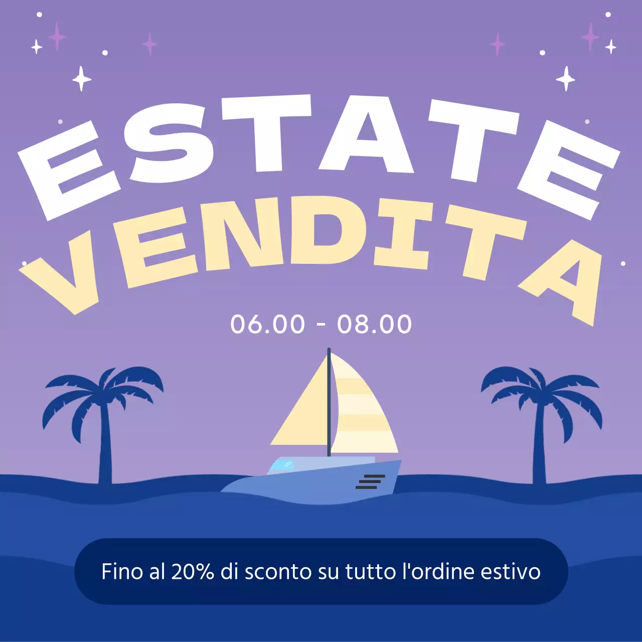 Guida ai saldi estivi tropicali in azzurro e giallo