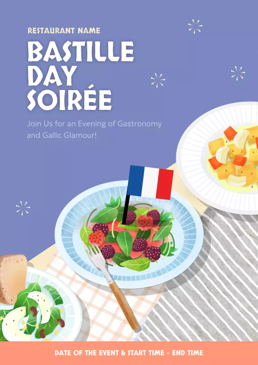 Announcement of a blue and pink Revolutionary Day dining room