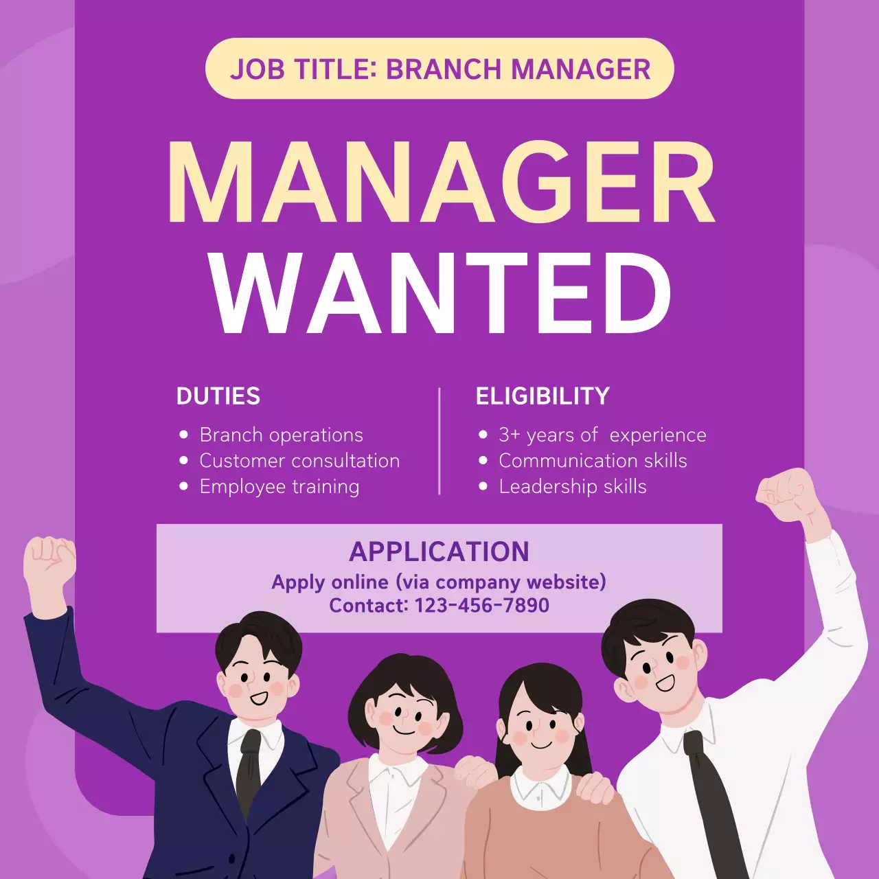 Purple Modern Job Posting Social Media Post