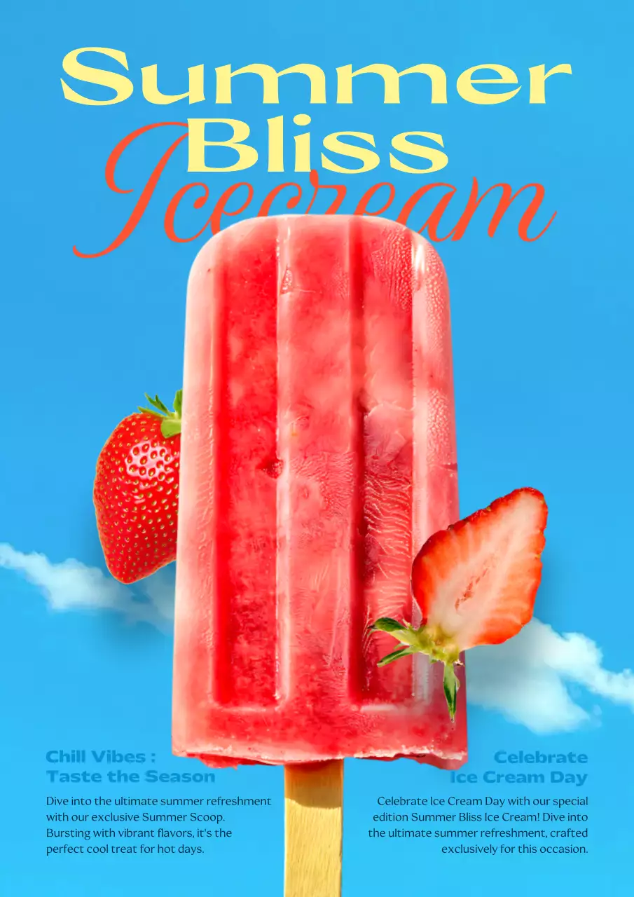 Red Trendy Ice Cream Promotion Poster