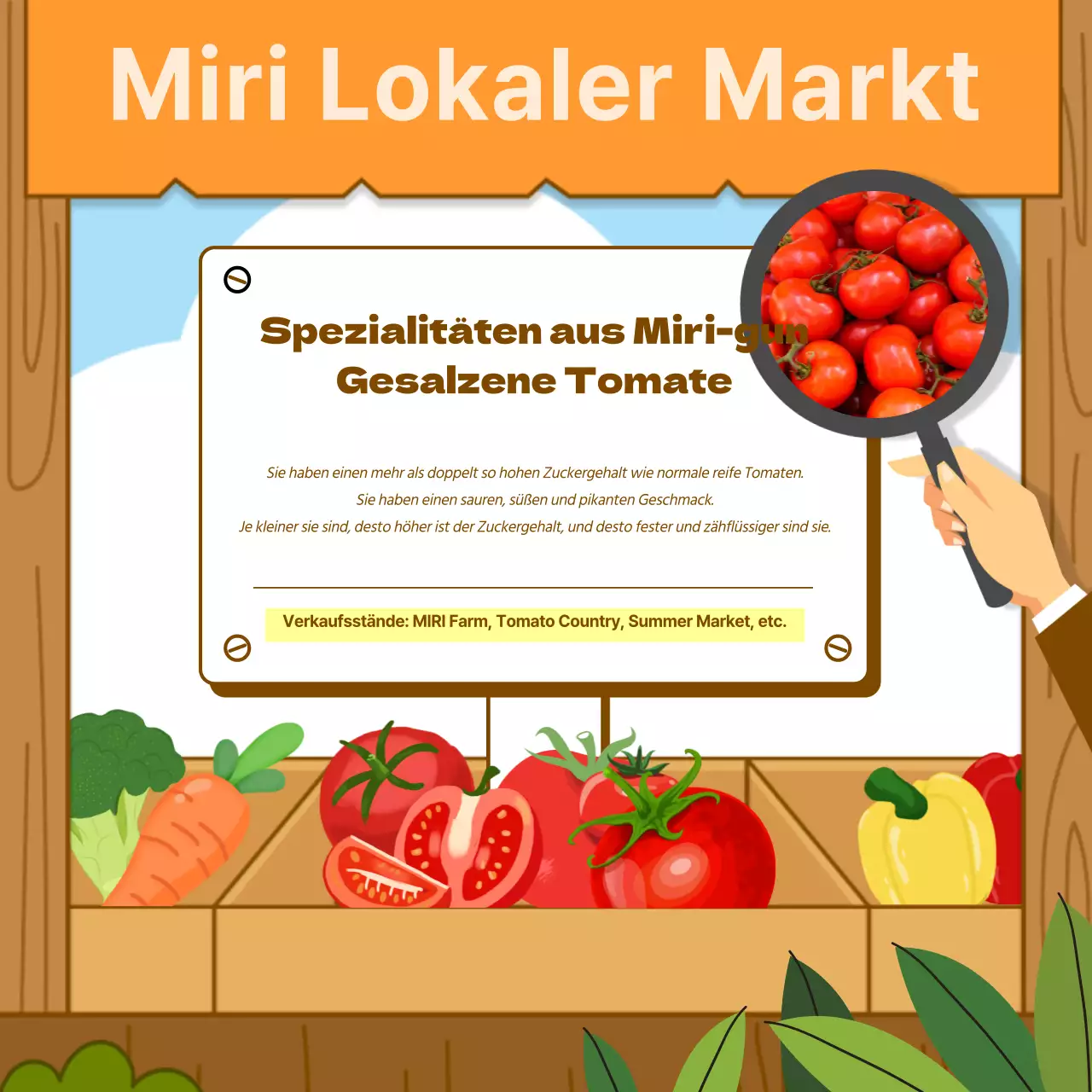 Werben Sie für Ihren orange-braunen Bauernmarkt