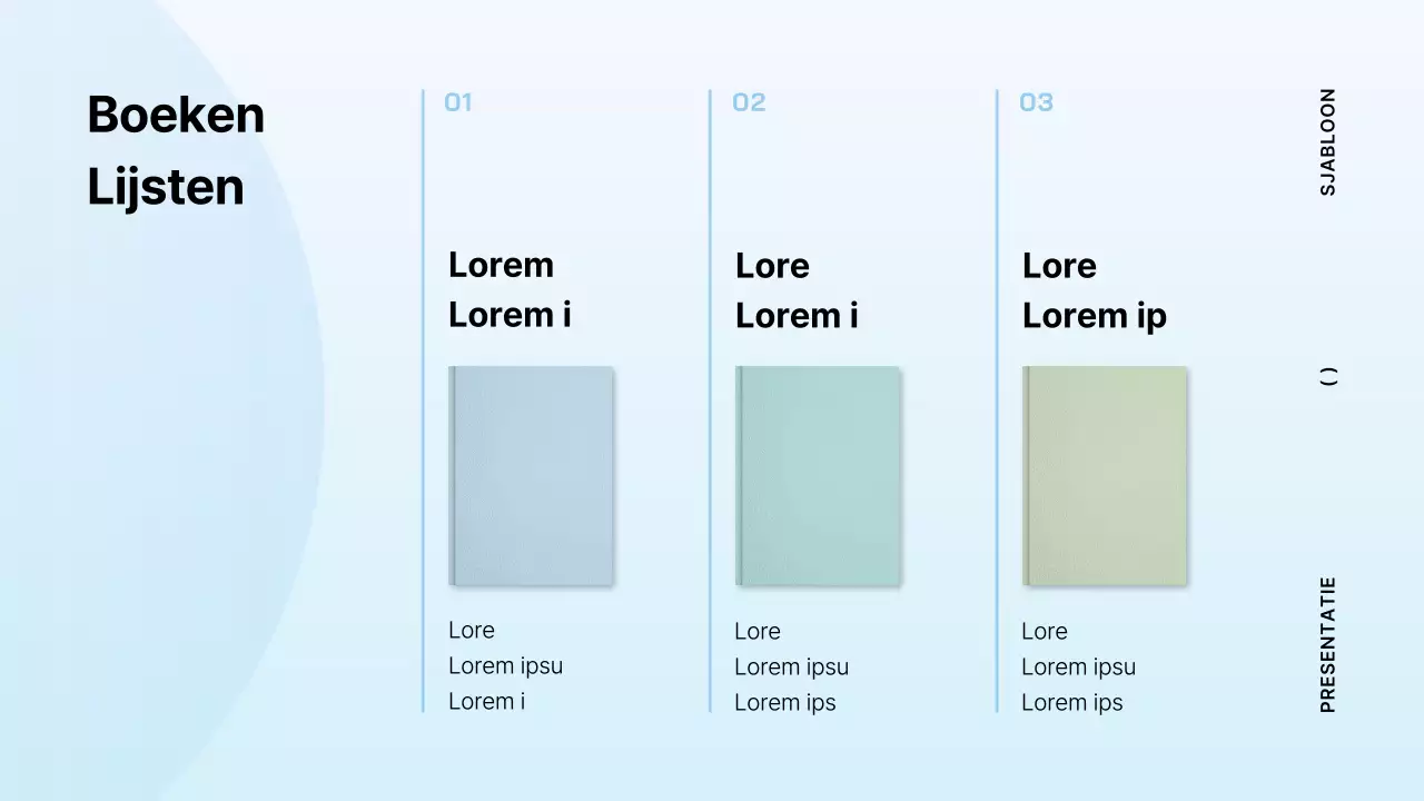Minimalistisch boekvoorstel in lichtblauw en mint
