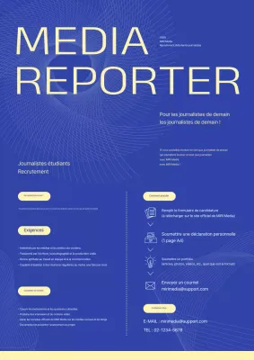 Un simple argumentaire bleu et jaune pour le recrutement d'étudiants en journalisme