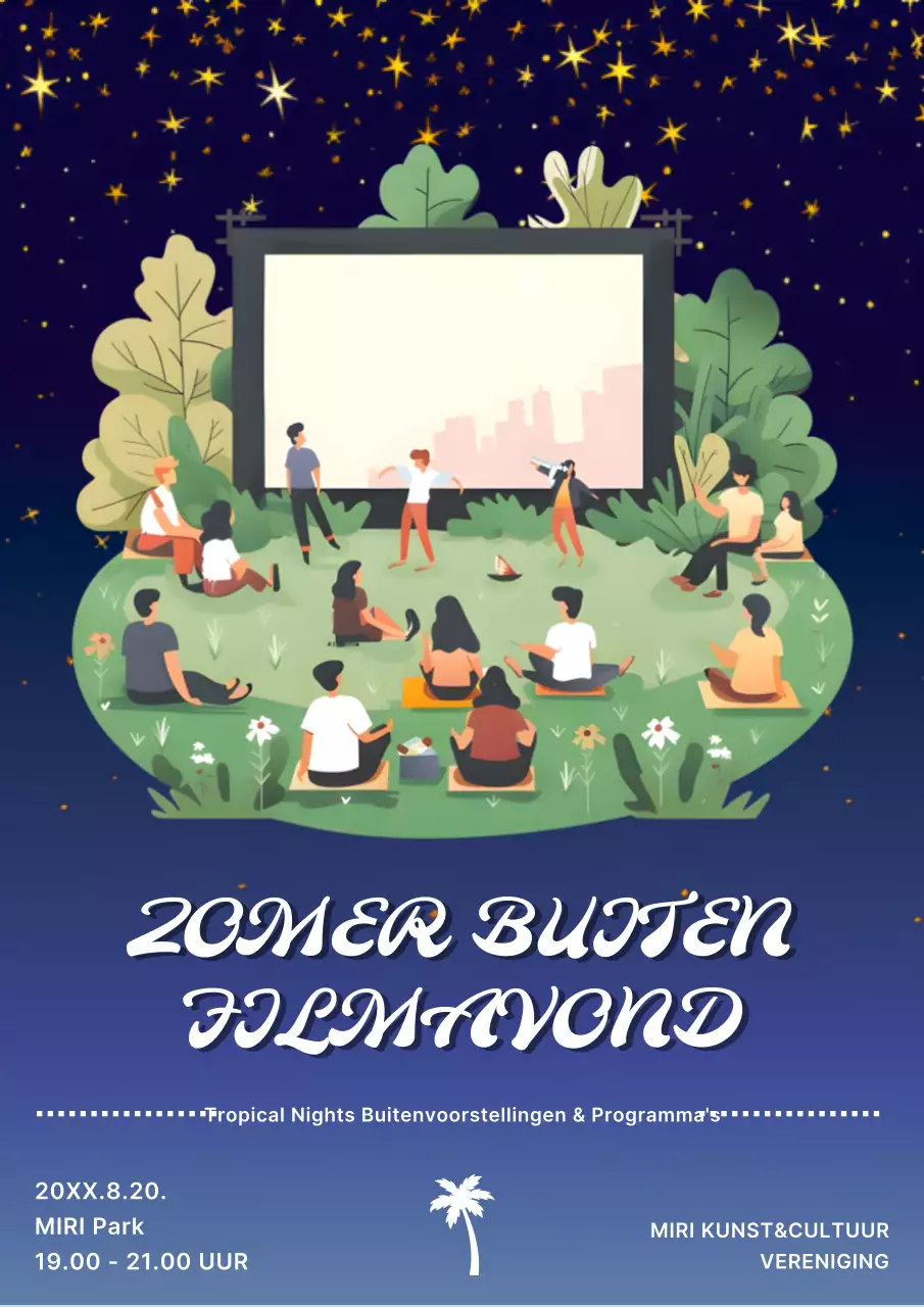 Promoot openluchtvoorstellingen van de trendy tropische nachtclubs van marineblauw