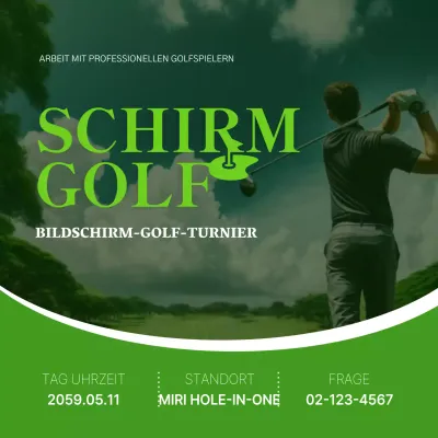 Werbung für ein einfaches Golfturnier in Chartreuse und Weiß