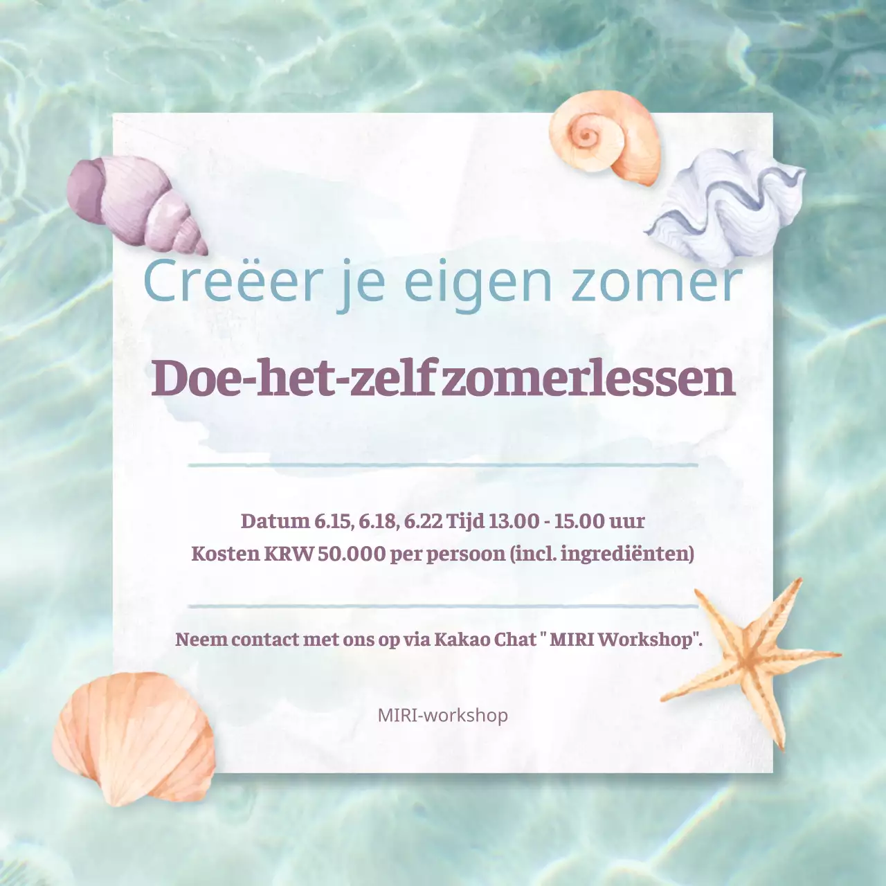 Een mooie zomerse DIY-klaspost in azuurblauw en mauve.