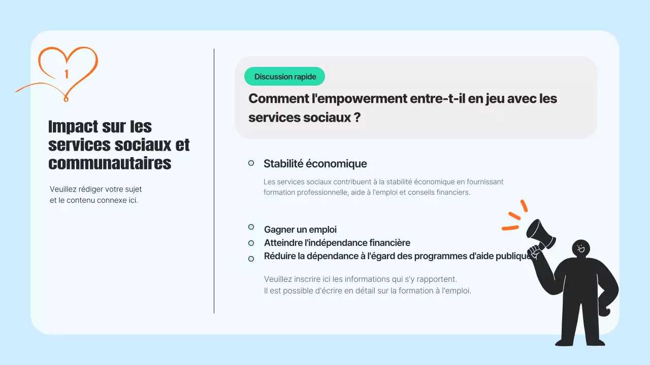 Un prospectus de service communautaire moderne en bleu clair et orange