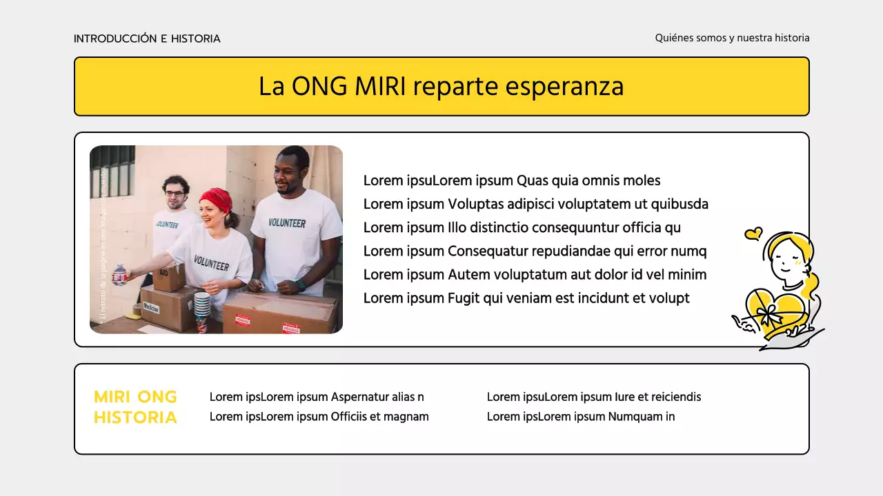 Material de formación sencillo de color amarillo y gris