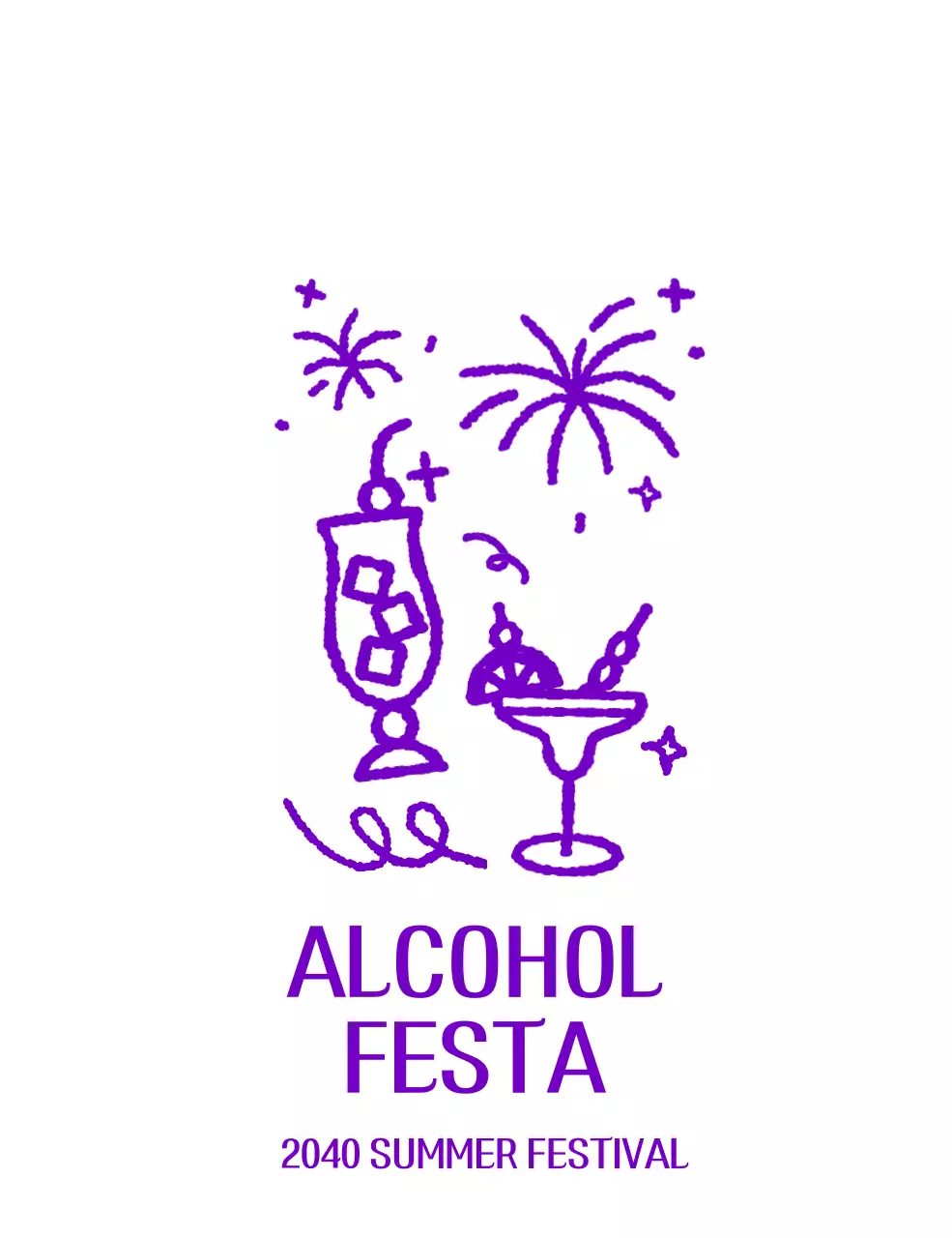 다양한 모양의 음료잔 낙서가있는 페스티벌 굿즈