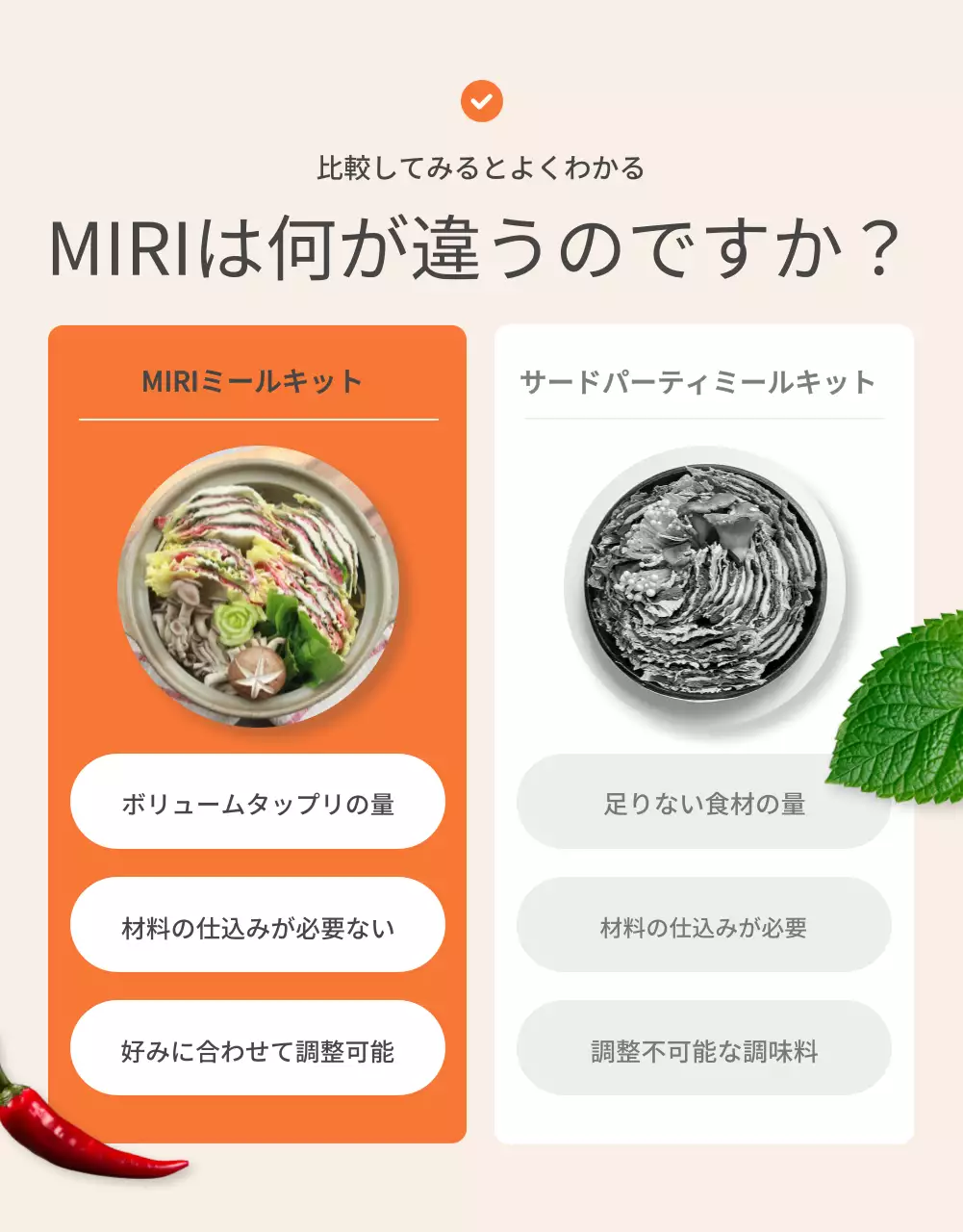 オレンジ シンプル 食材 パンフレット 詳細ページ