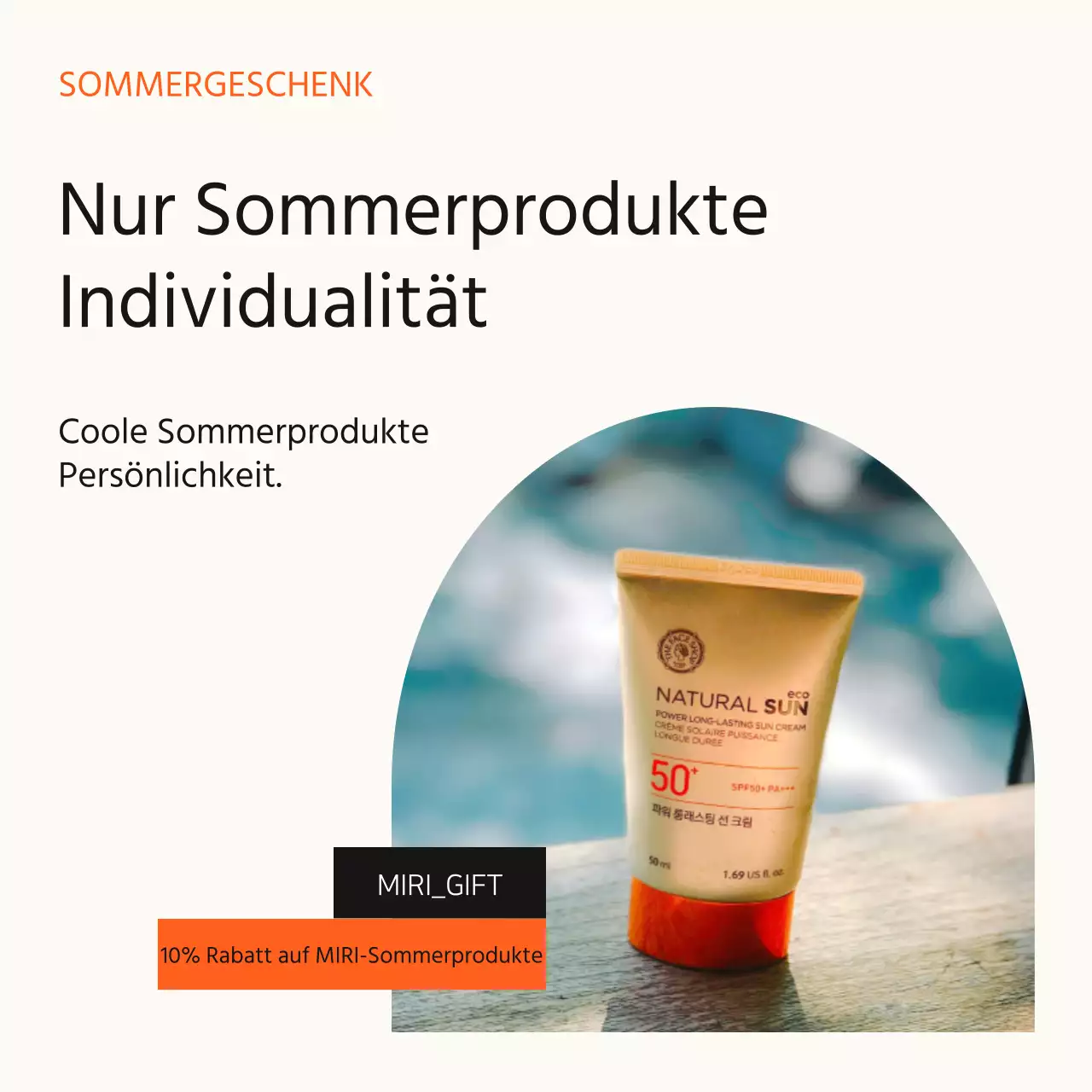 Ein minimalistischer Sommer-Kosmetik-Verkaufsposten in Orange und Gelb