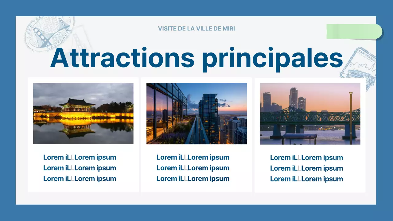 Un guide touristique moderne en bleu clair et bleu marine