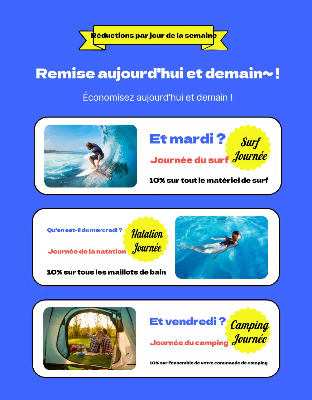 Promouvoir la vente d'articles d'été jaunes et bleus