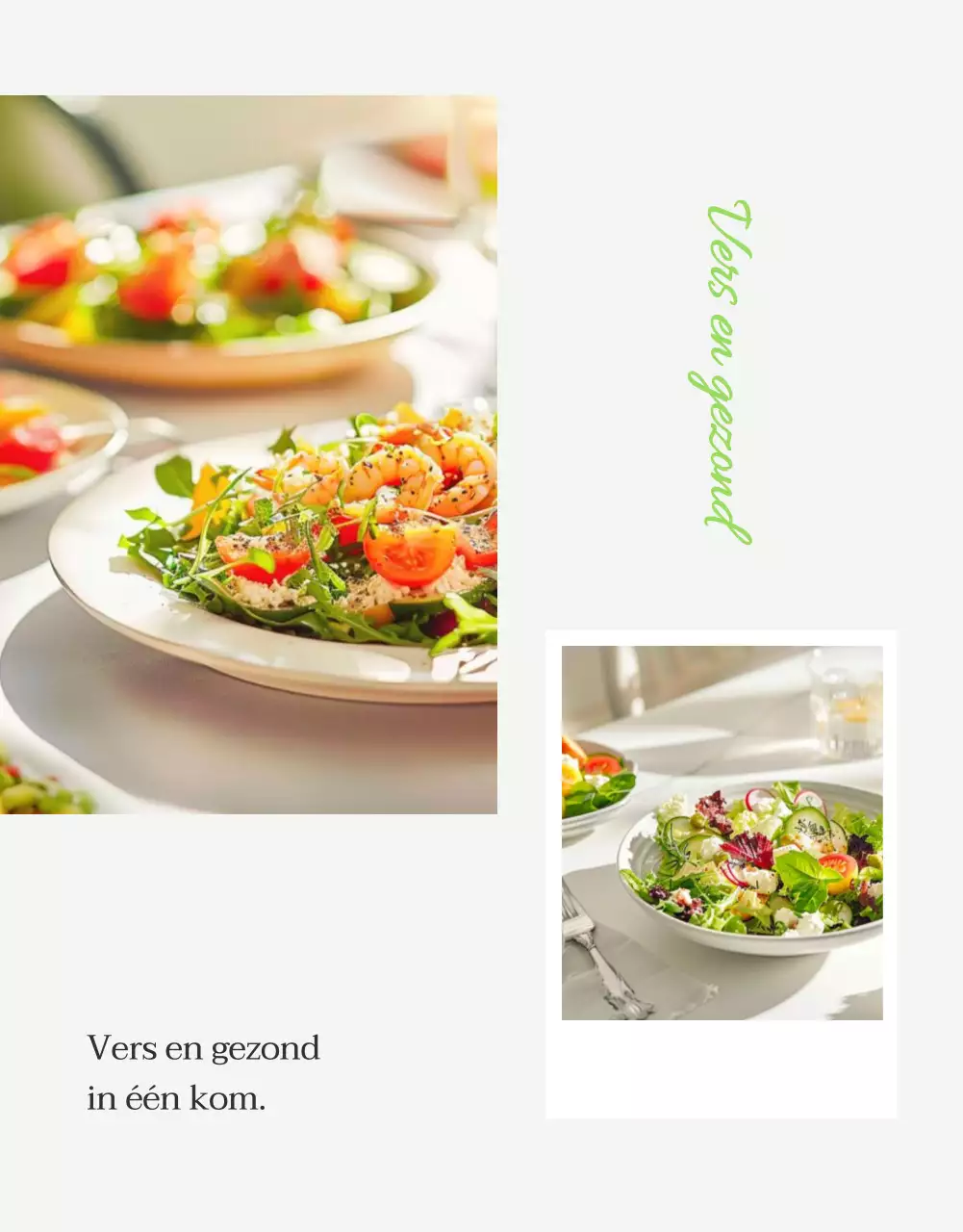 Promoot een eenvoudige salade fotolay-out in wit en chartreuse