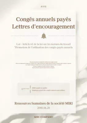 Annonce visant à promouvoir l'utilisation des congés annuels de luxe bruns et ivoires