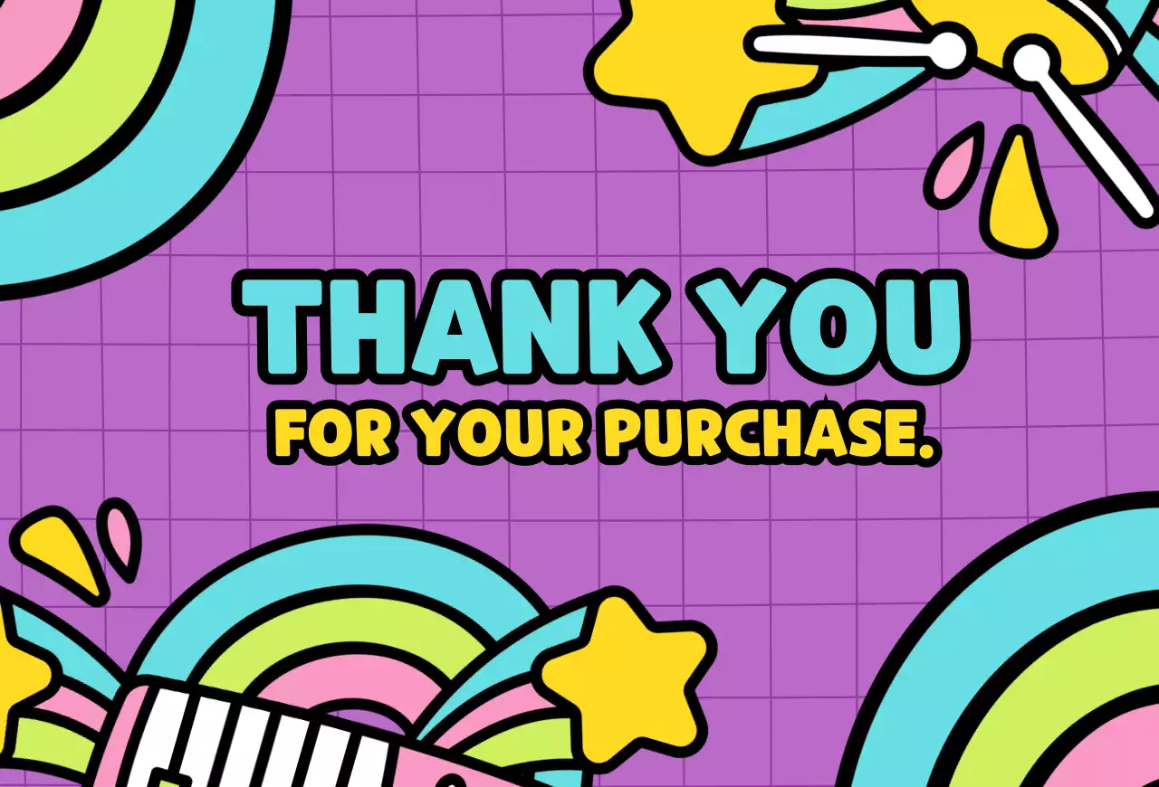 보라색 귀여운 감사 카드