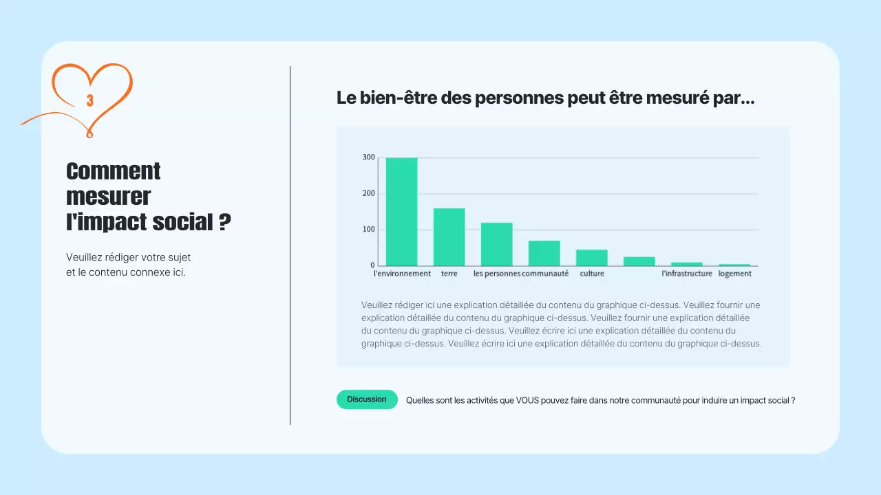 Un prospectus de service communautaire moderne en bleu clair et orange