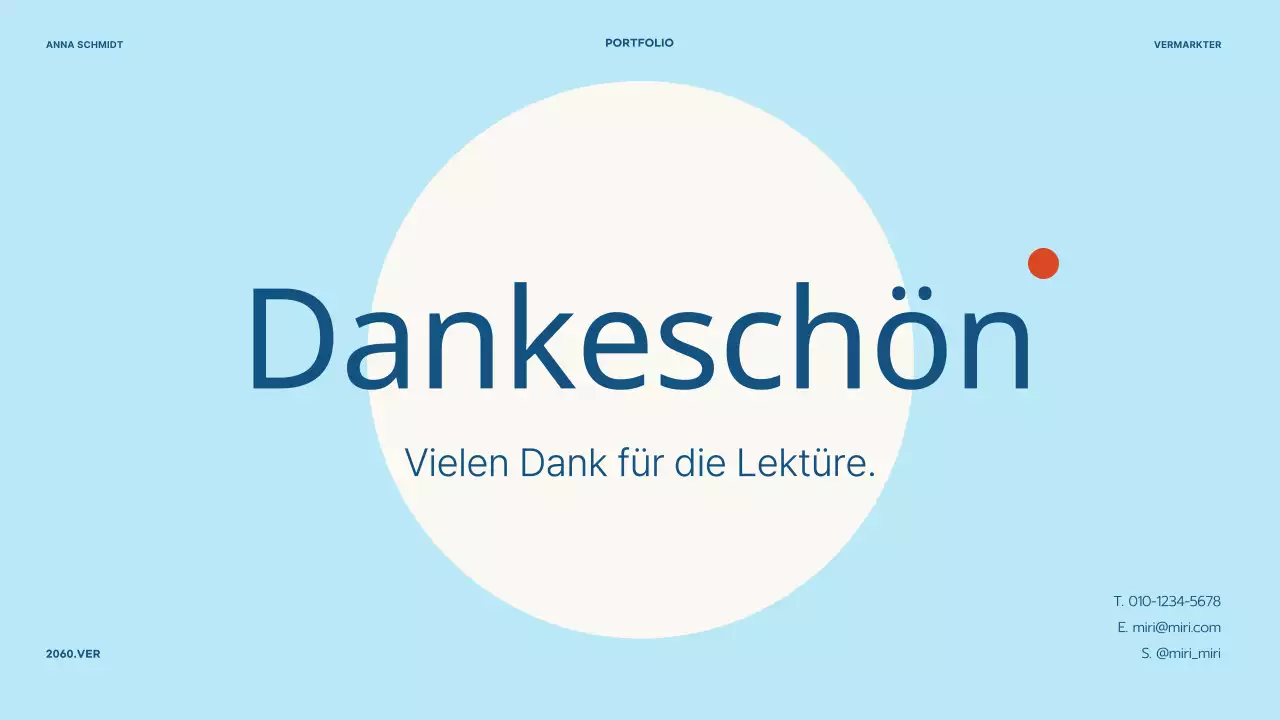 Ein einfaches Vermarkter-Portfolio in Hellblau