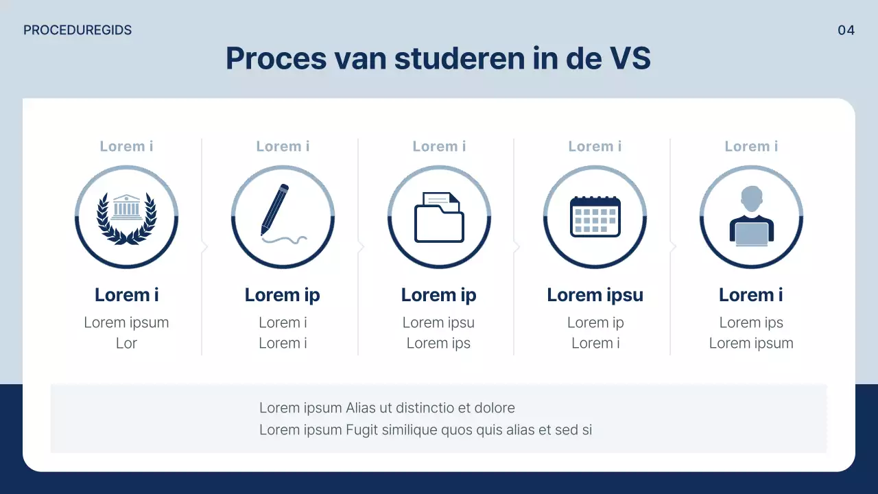 Een eenvoudige prospectus voor studie in het buitenland in marineblauw en grijs
