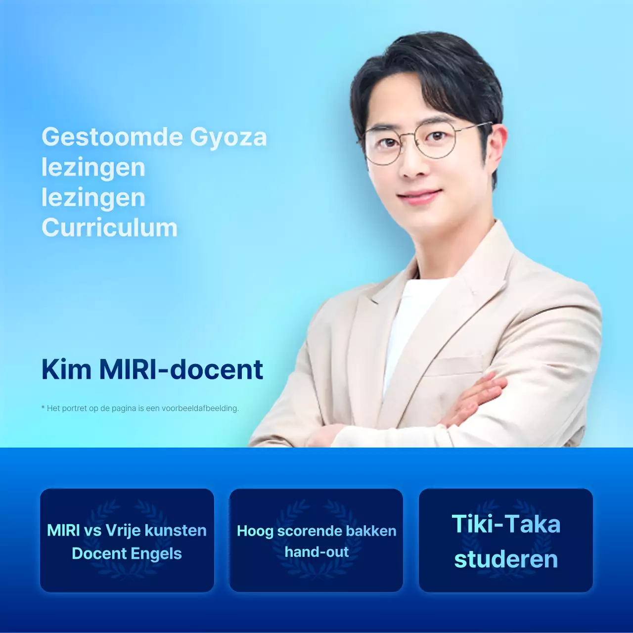 Blauw en mint accent stijl om TOEIC zomer speciale lezingen te promoten