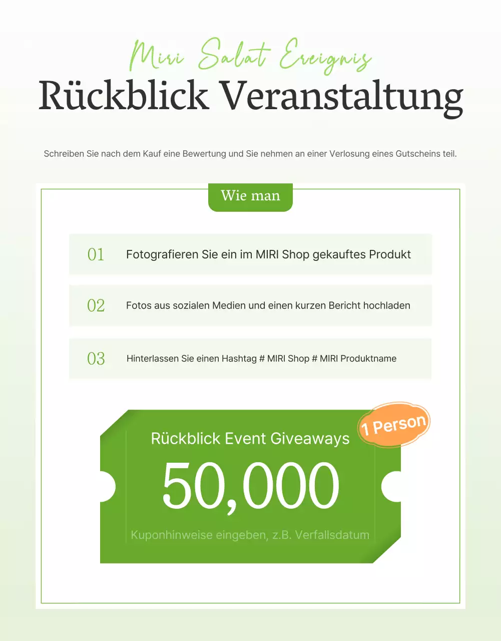 Förderung einer einfachen Salat-Review-Veranstaltung in Weiß und Lotusbohnen