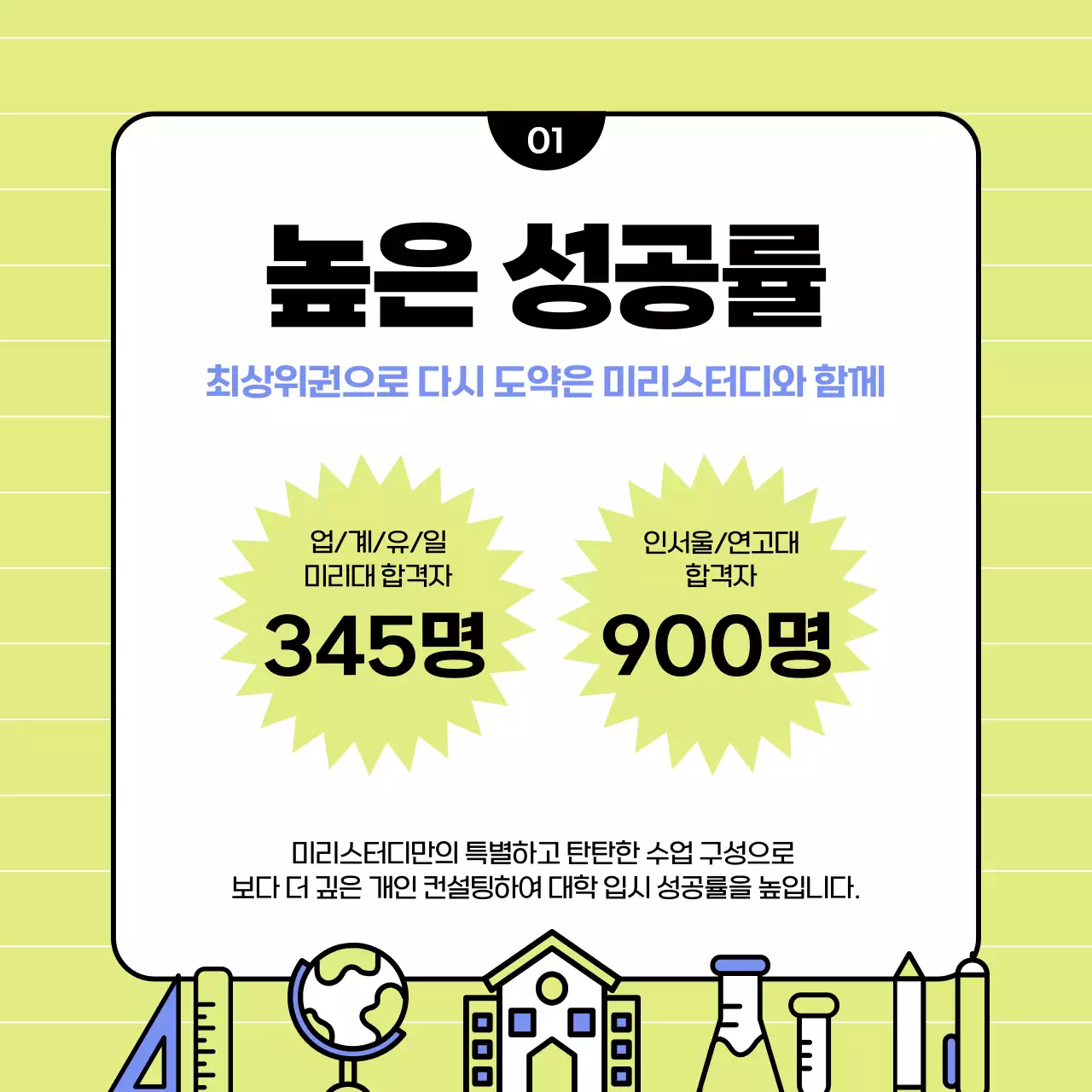 연두색과 하늘색의 아기자기한 학원 소개서