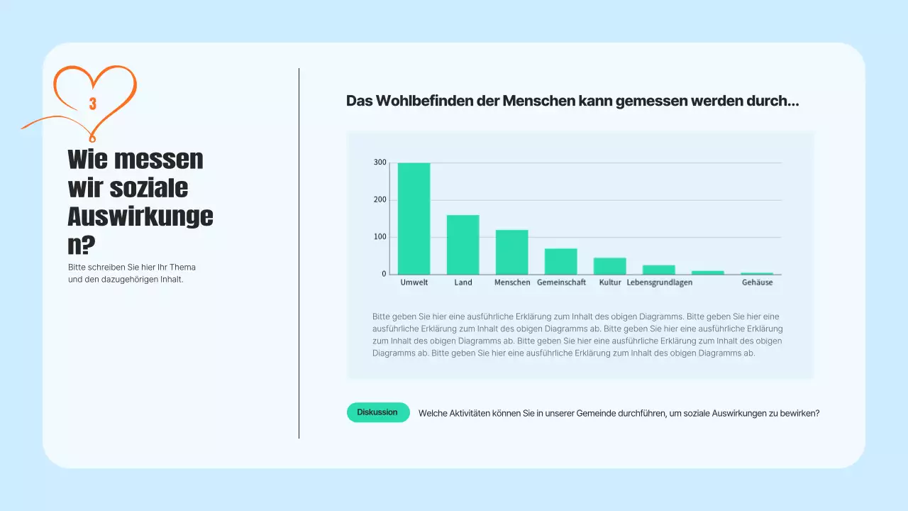 Ein moderner Zivildienstprospekt in Hellblau und Orange