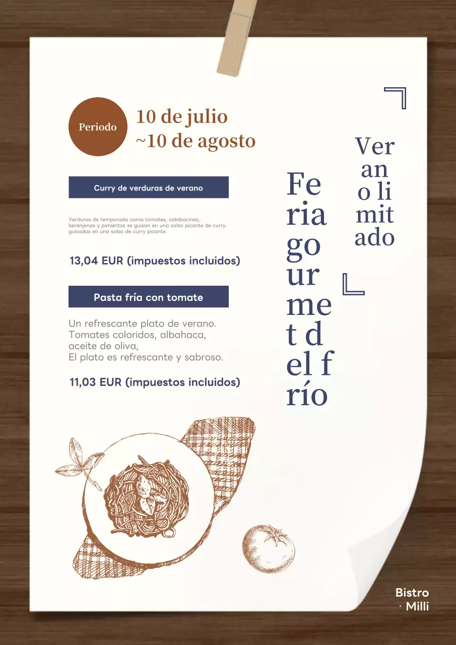 Presentamos el menú de temporada de verano con un toque oriental en marrones y beiges.