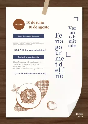 Presentamos el menú de temporada de verano con un toque oriental en marrones y beiges.