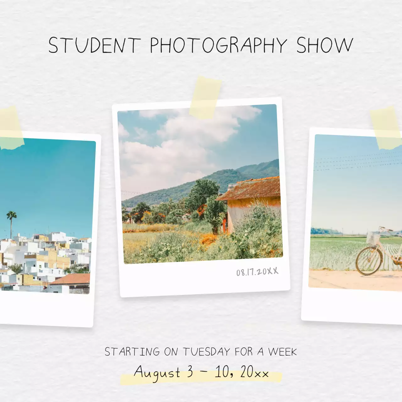 A simple yellow and white summer display promotional post