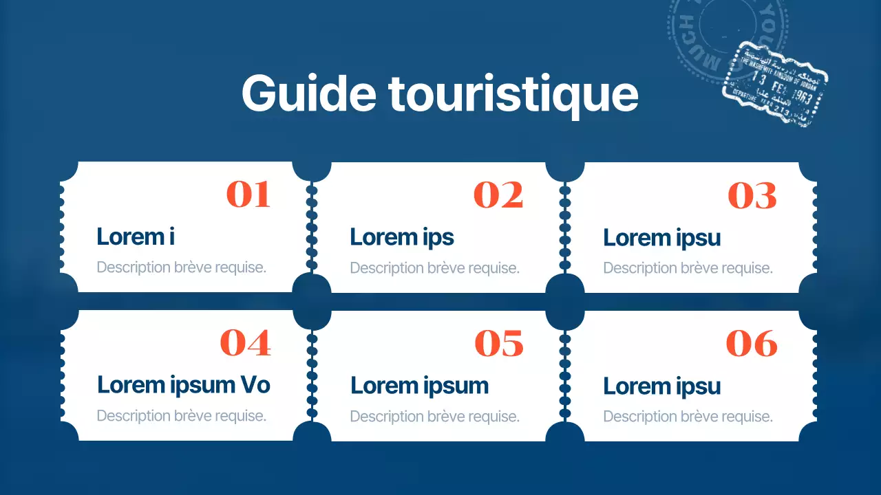 Un guide touristique moderne en bleu clair et bleu marine