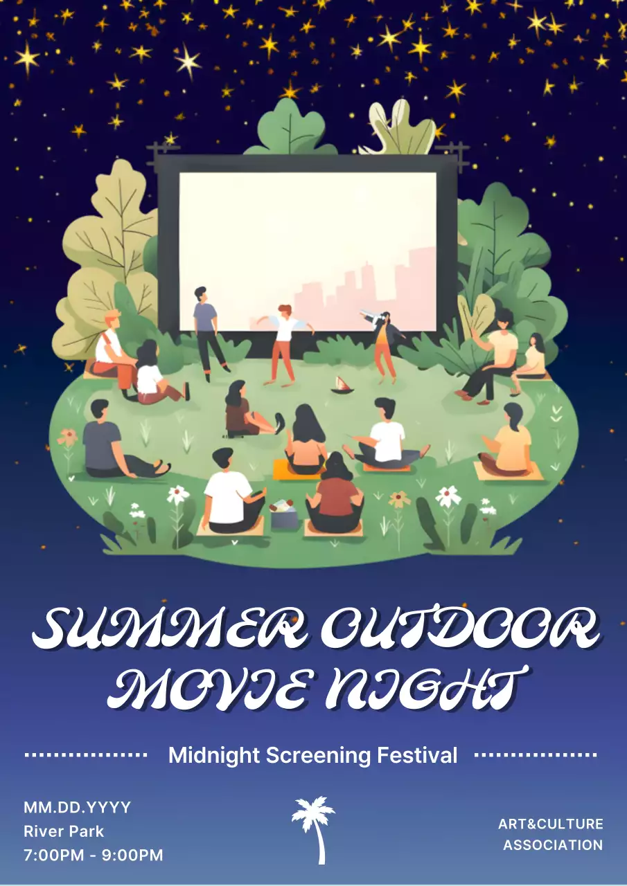 Navy Trendy Movie Event Poster