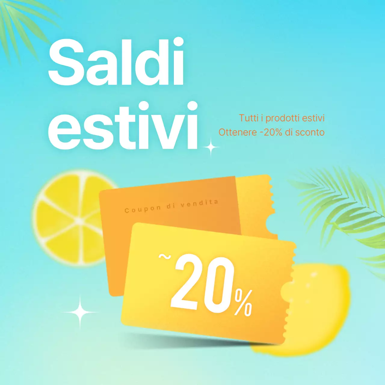 Annuncio di eventi estivi in stile pop in menta e blu