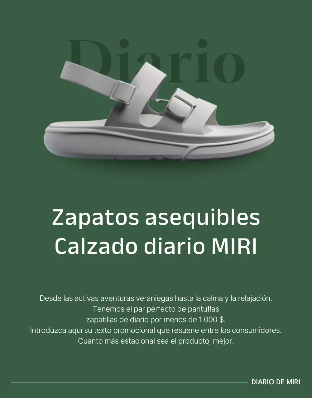 Zapatos de verano sencillos, verdes y asequibles
