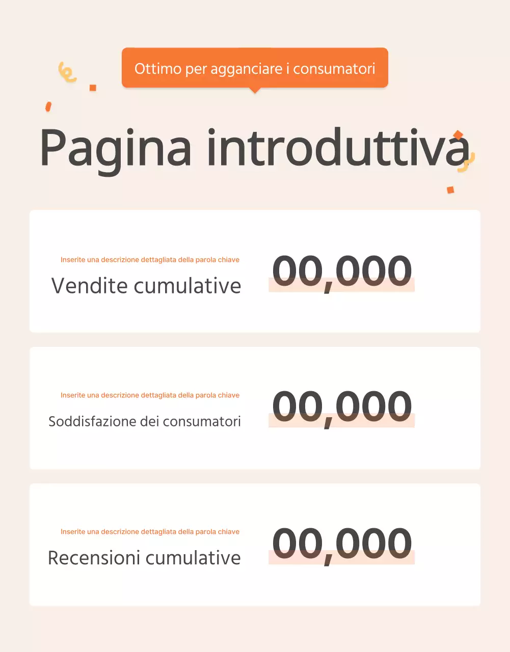 Promuovere la pagina introduttiva del kit pasto base arancione e avorio