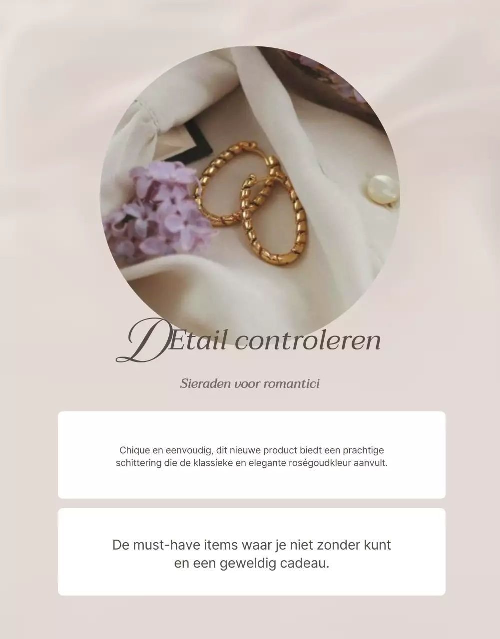 Promoot sieraadbeschrijvingen en detailpagina's in trendy bruin en beige