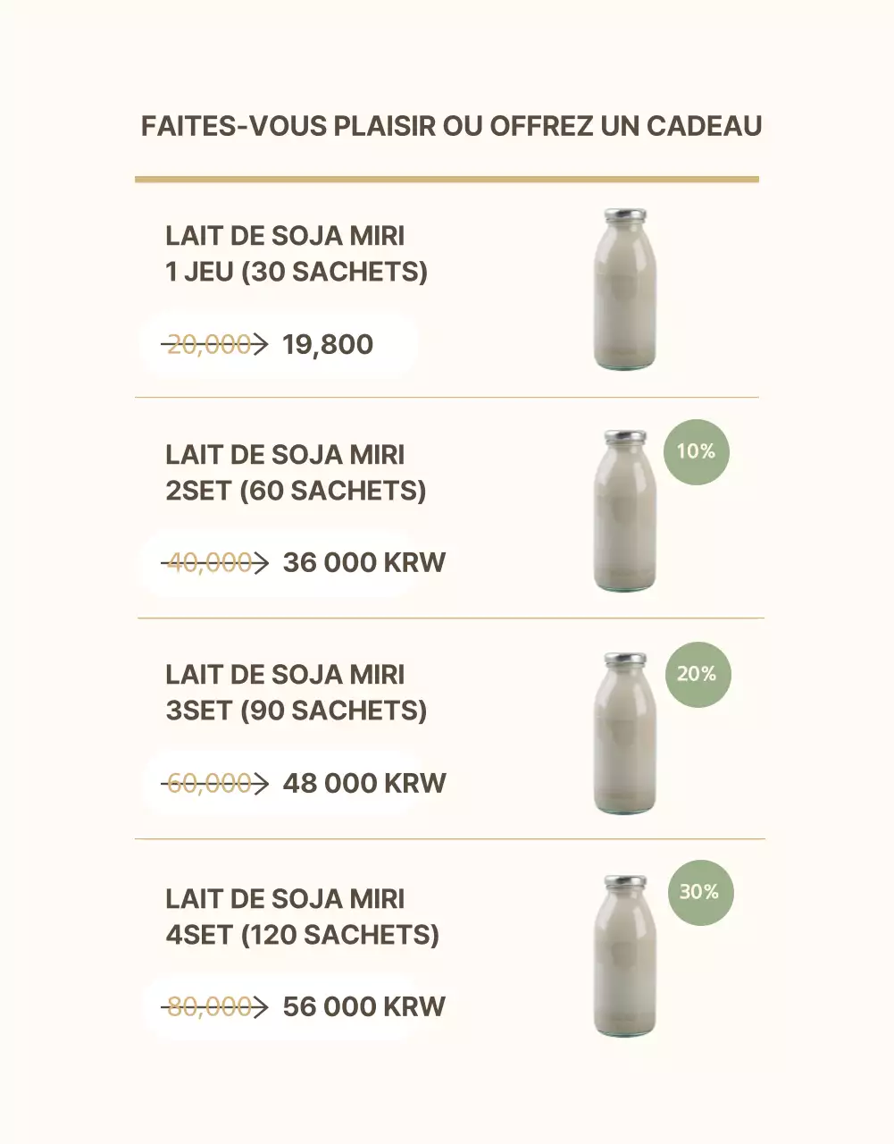 Promotion du lait de soja dans un style moderne en beige et kaki