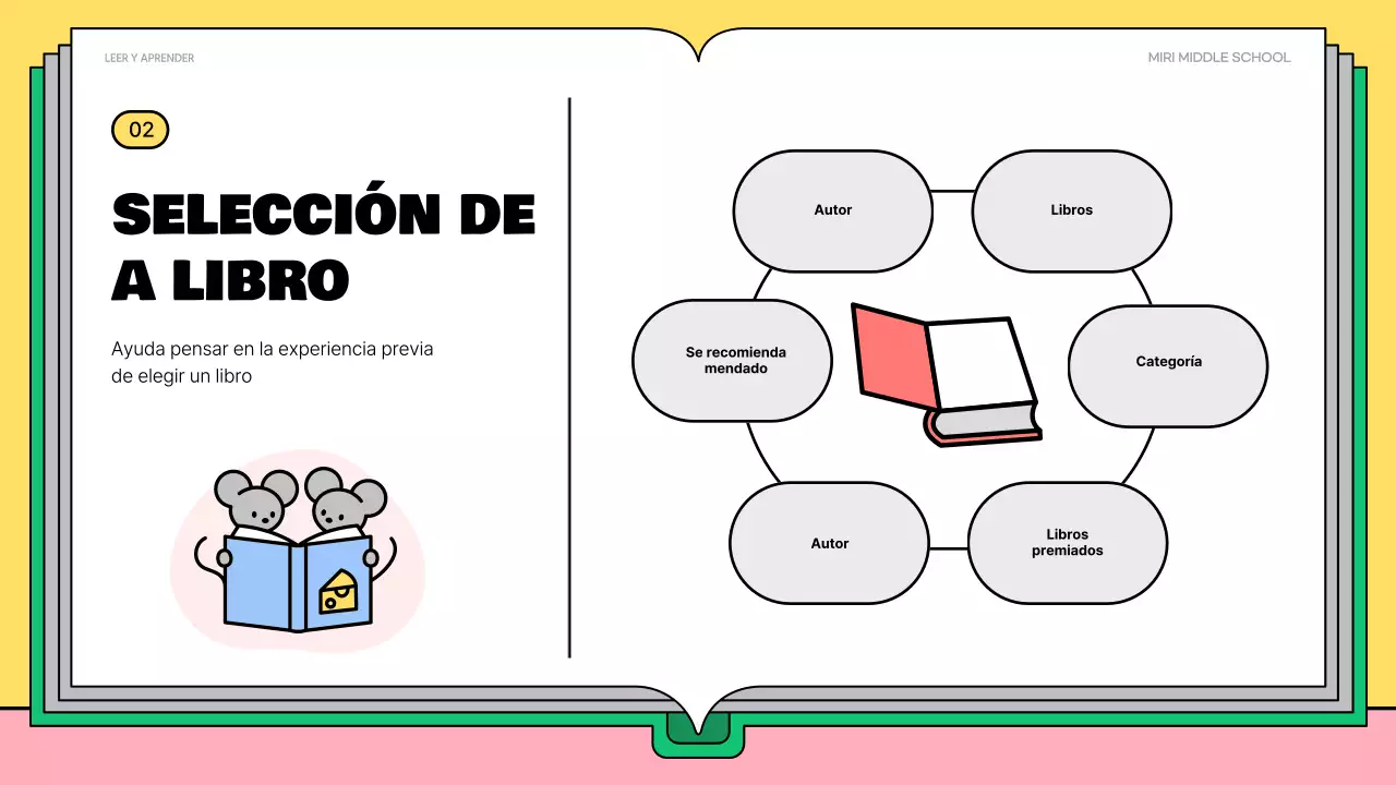 Bonito material de lectura rosa y verde