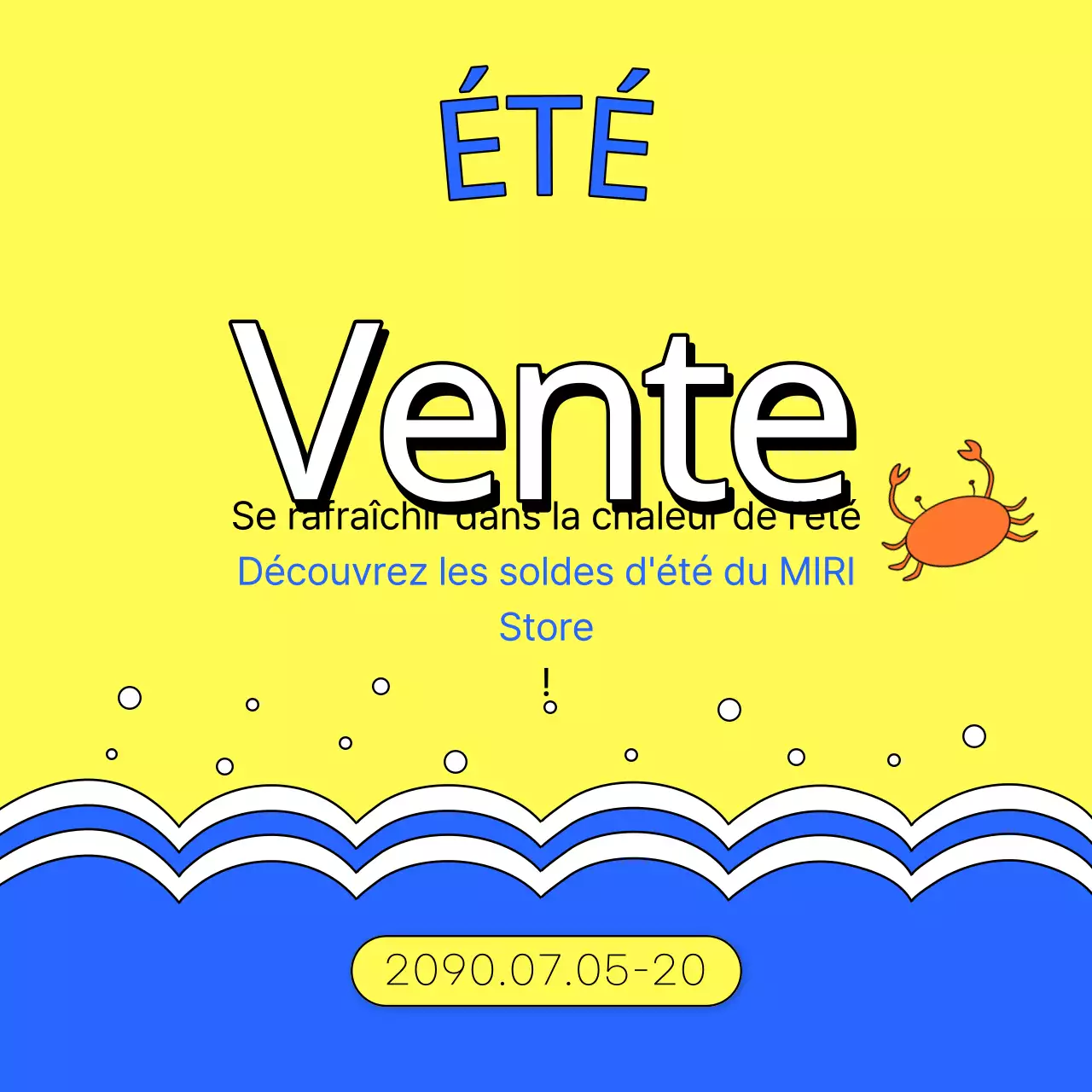 Une collection de vignettes d'événements estivaux avec un accent bleu clair et rose vif.