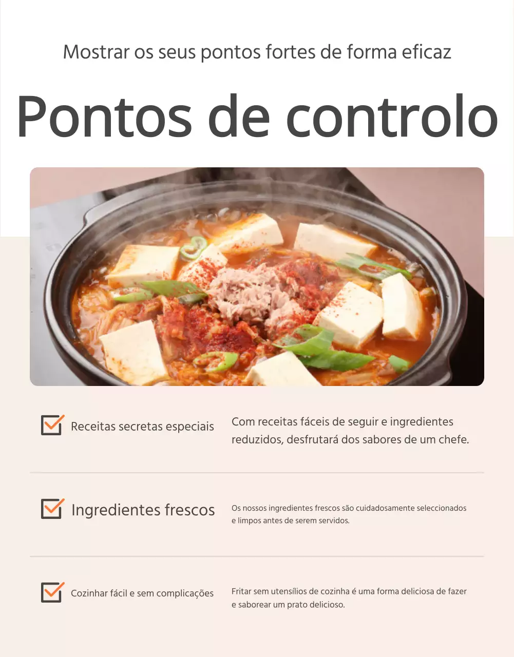 Promover os pontos de controlo alimentar dos kits de refeição básica em laranja e marfim