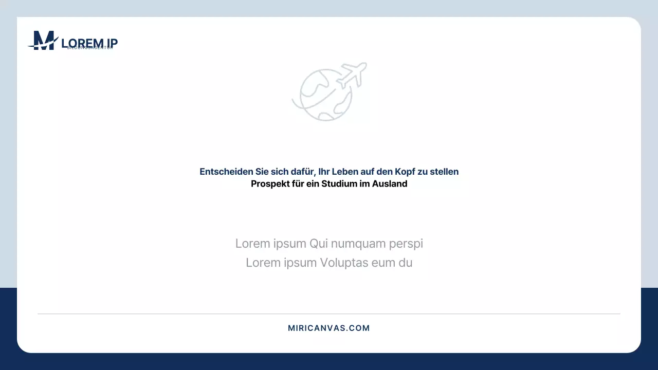 Ein einfacher Prospekt für ein Auslandsstudium in Marineblau und Grau